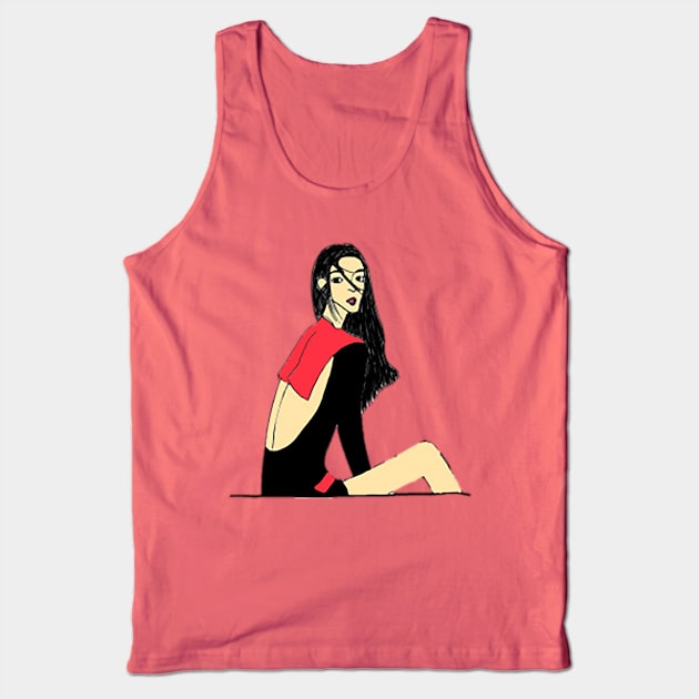 Tasteful Nice-Looking Girl - Girl with Long Hair Style Tank Top by drawkwardly